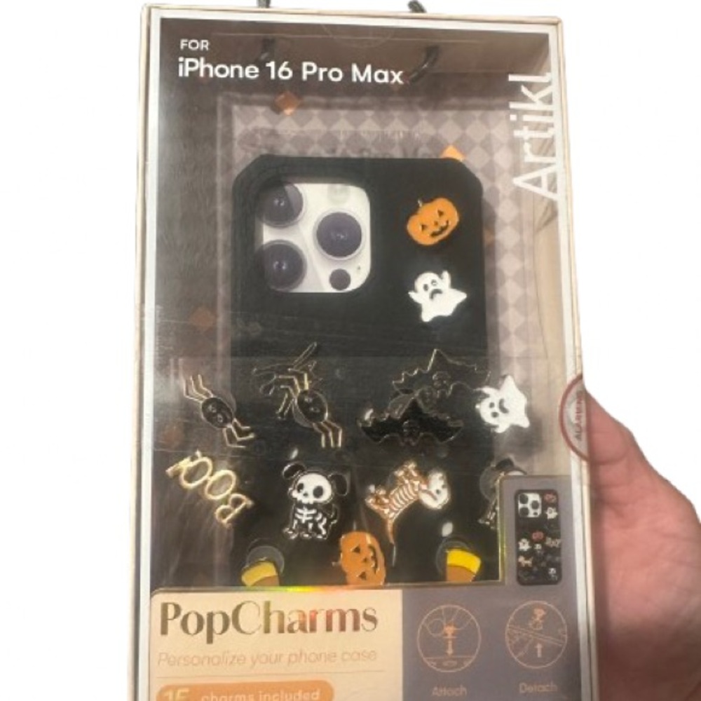 Black iPhone 16 Pro Max Case with Halloween Charms